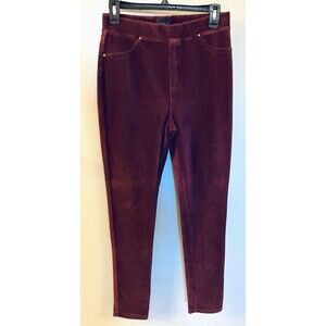 Basic Editions Womens Burgundy Corduroy Leggings Size Medium
